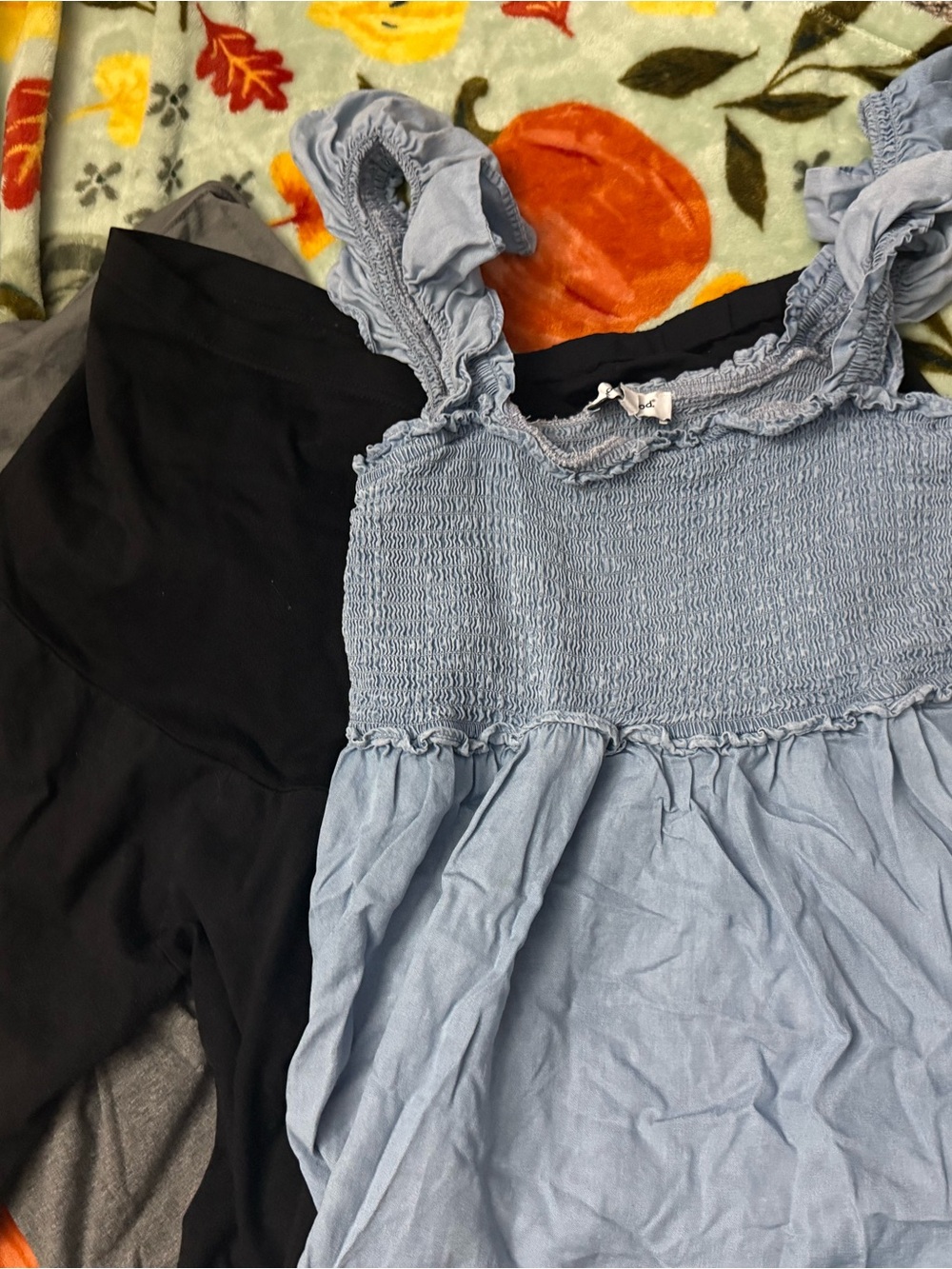 Motherhood Light Blue Ruched Maternity Top